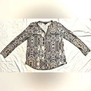 INC International Concepts Animal Print Zip Detail Shirt Women's Top Size XXL